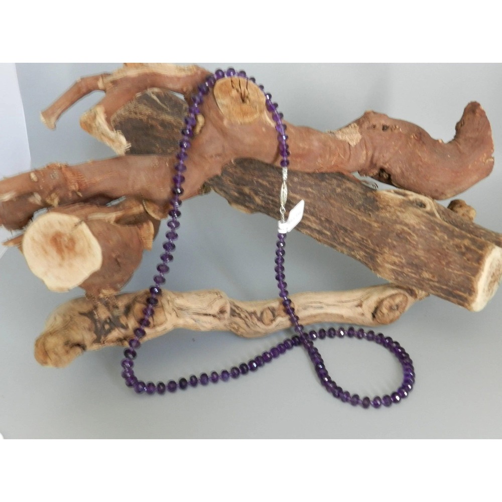 Beautiful African Amethyst, Swarovski Rondelles, 24" Long, Sterling Clasp